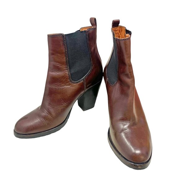 Frye Tate‎ Dark Brown Leather Heeled Chelsea Boots - Picture 12 of 12